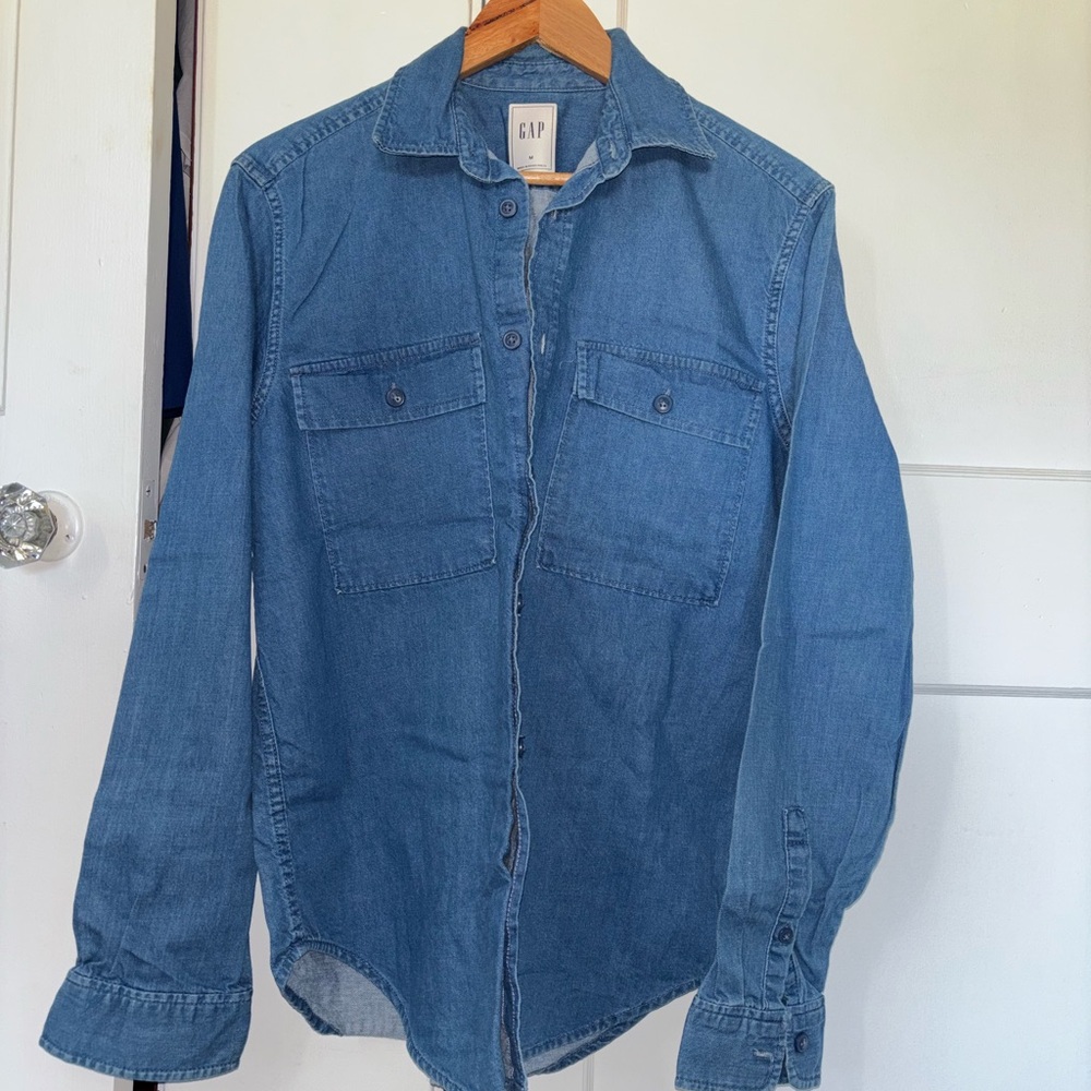 GAP Denim Blue Casual Button-Down Shirt